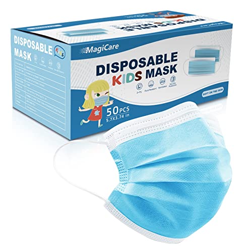 MAGICARE Kids Disposable Face Masks - Youth Ages 4-12 - Small Face Masks For Children - Soft, Comfortable, Breathable Face Masks - 1 Box (50PCS)