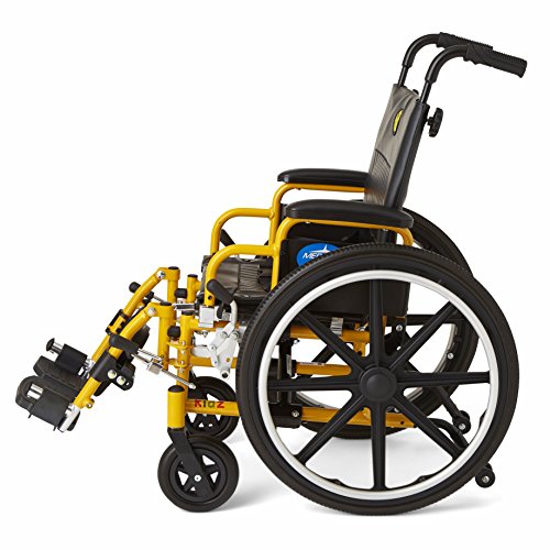 Medline Kids Pediatric Wheelchair, 14 Wide Seat, Swing-Away Desk-Length Arms, Elevating Leg Rests, Yellow Frame is Great for Children