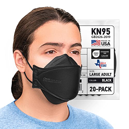 BNX 20-Pack KN95 Face Masks, Disposable Particulate KN95 Mask Made in USA, Tri-Fold Cup/Fish Style
