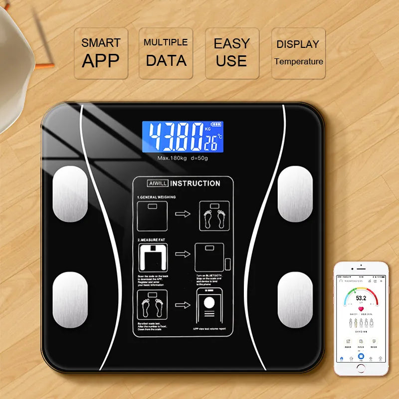 Optimal product title: Smart Body Fat Scale - Wireless Digital Bathroom Weight Scale with App Connectivity - Bluetooth-enabled Body Composition Analyzer