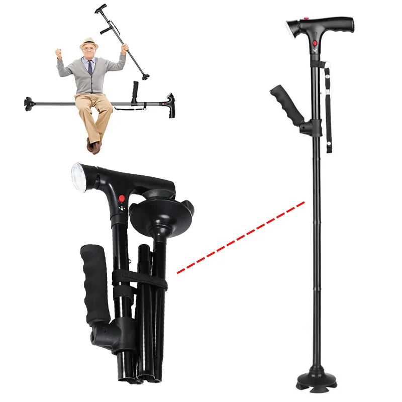 Collapsible Telescopic Folding Cane with LED Light