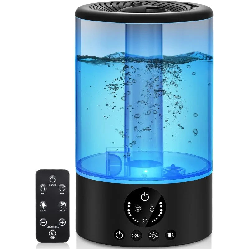 Remote Control Ultrasonic Cool Mist Humidifier with 6 Adjustable Mist Levels, Timer, and Auto Shut-Off