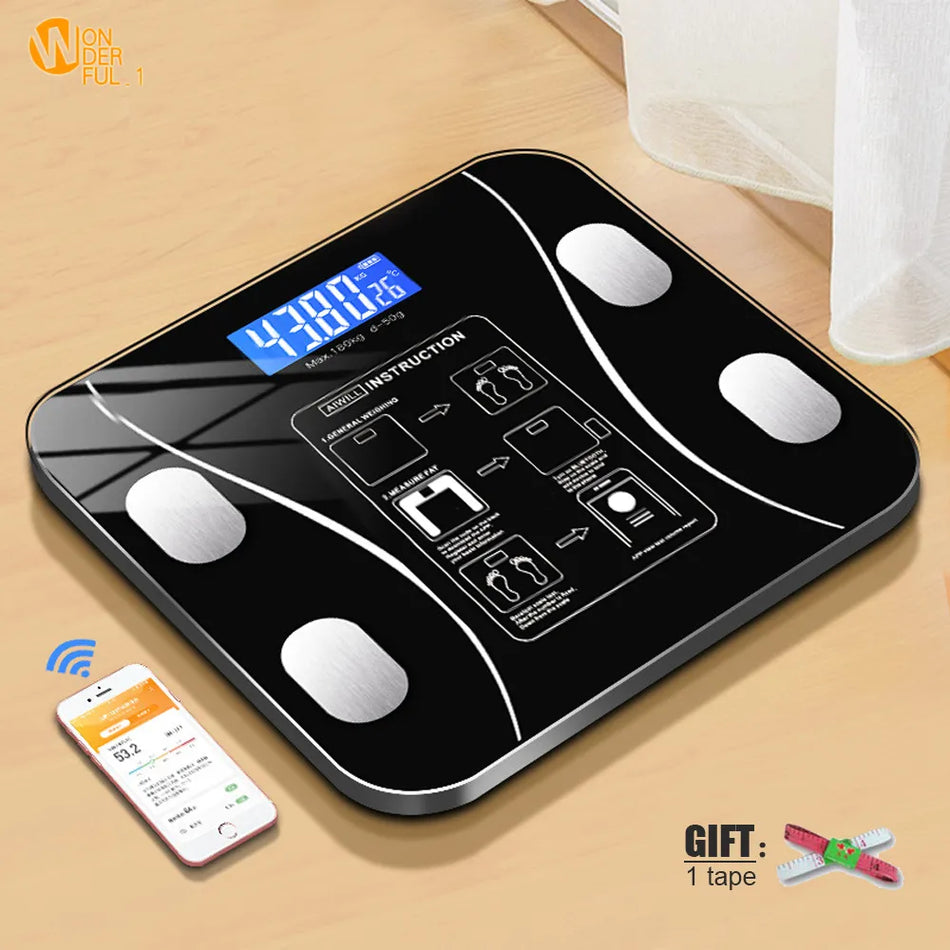 Optimal product title: Smart Body Fat Scale - Wireless Digital Bathroom Weight Scale with App Connectivity - Bluetooth-enabled Body Composition Analyzer