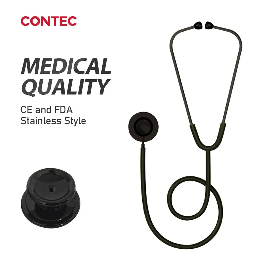 Contec SC23 Stainless Steel Head Stethoscope - Professional Cardiology Medical Equipment for Doctors, Students, Vets, Nurses