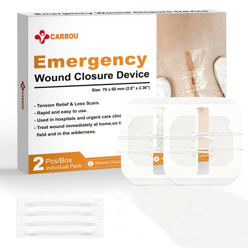 CARBOU 2PCS Zipper Painless Wound Closure Device Suture-free Wound Dressing Closure Strips Kit Emergency Laceration Closures