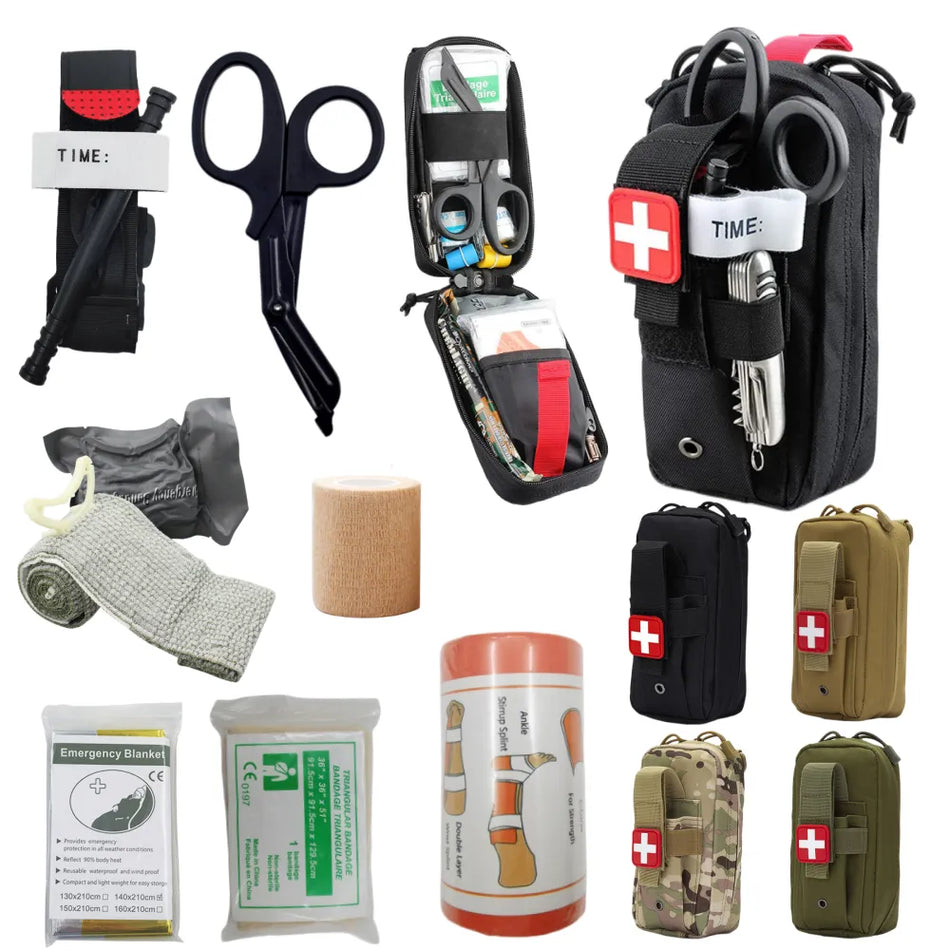 First Aid Kit Pouch with Tourniquet, Emergency Bandage, Scissors