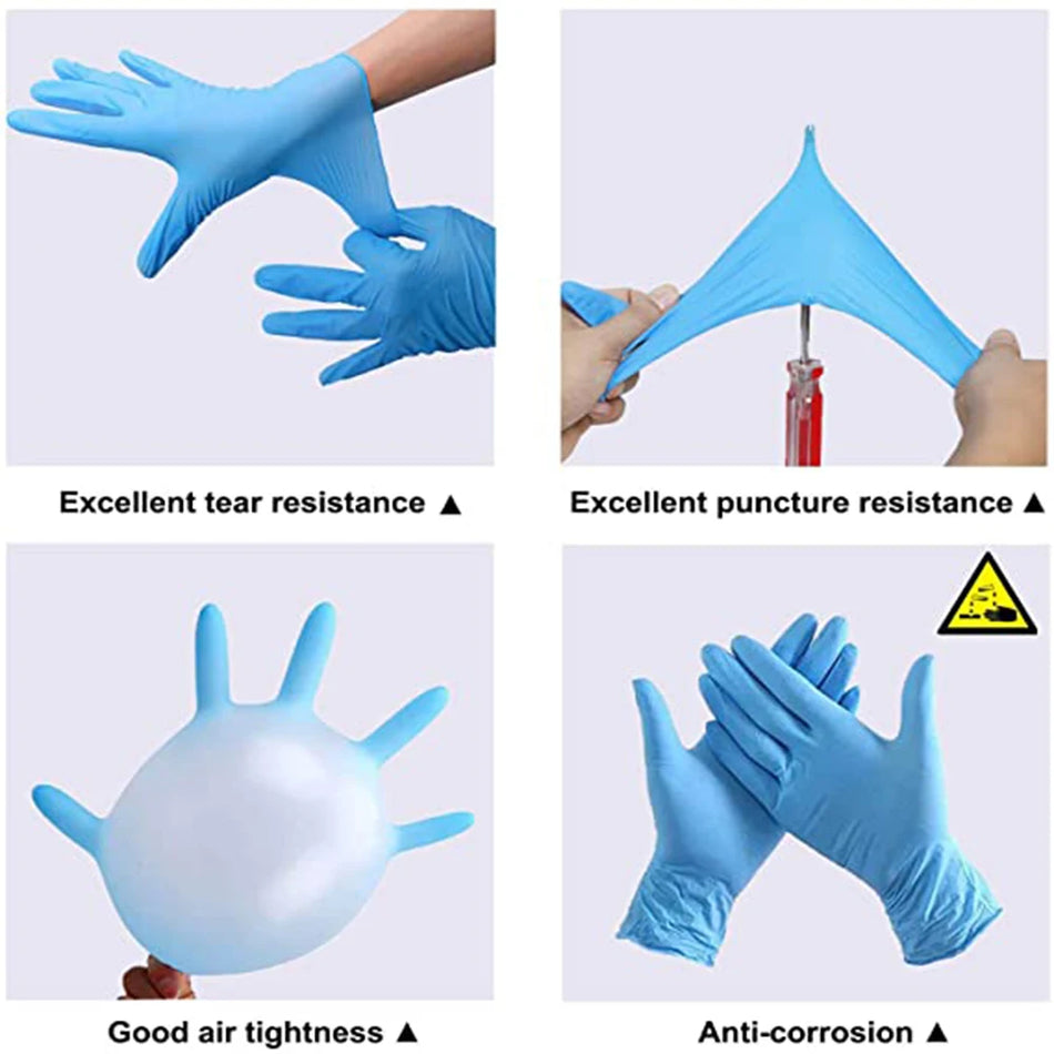 100PCS Latex Free Disposable Blue Nitrile Gloves Small Lab Safety Protection Tool Makeup Artist/Chef/Waiter Oilproof Work Gloves