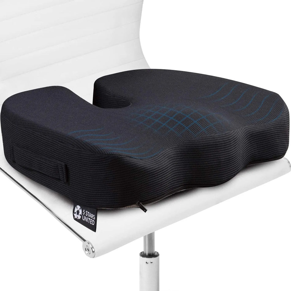 Memory Foam Seat Cushion- Back Pain Relief Cushion with Hip Support and Massage, Orthopedic Pillow