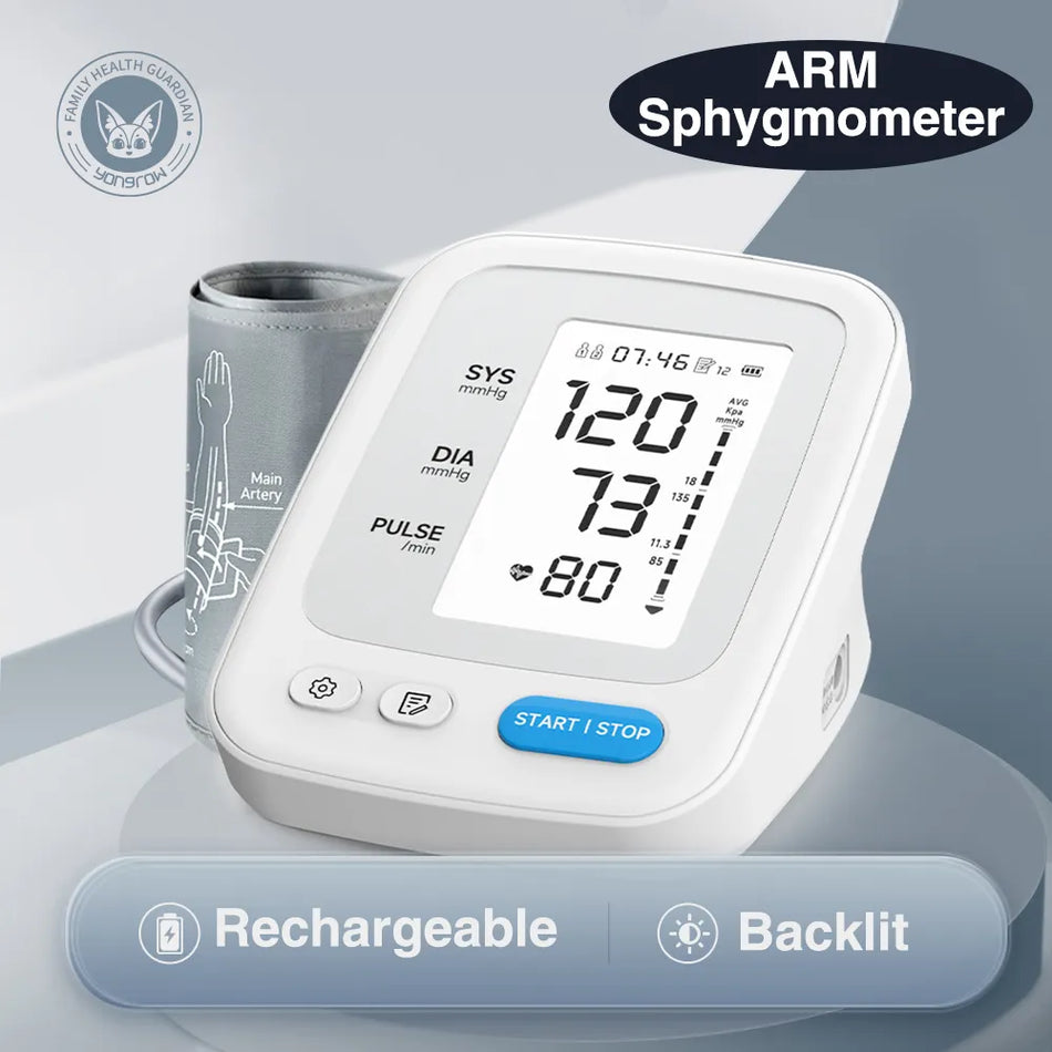 Portable Digital Upper Arm Blood Pressure Monitor - LCD Display -