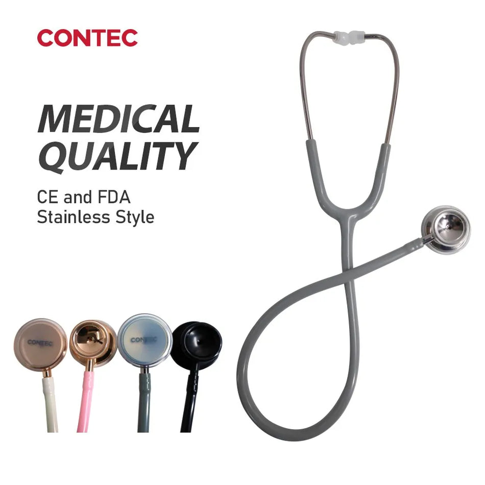 Contec SC23 Stainless Steel Head Stethoscope - Professional Cardiology Medical Equipment for Doctors, Students, Vets, Nurses