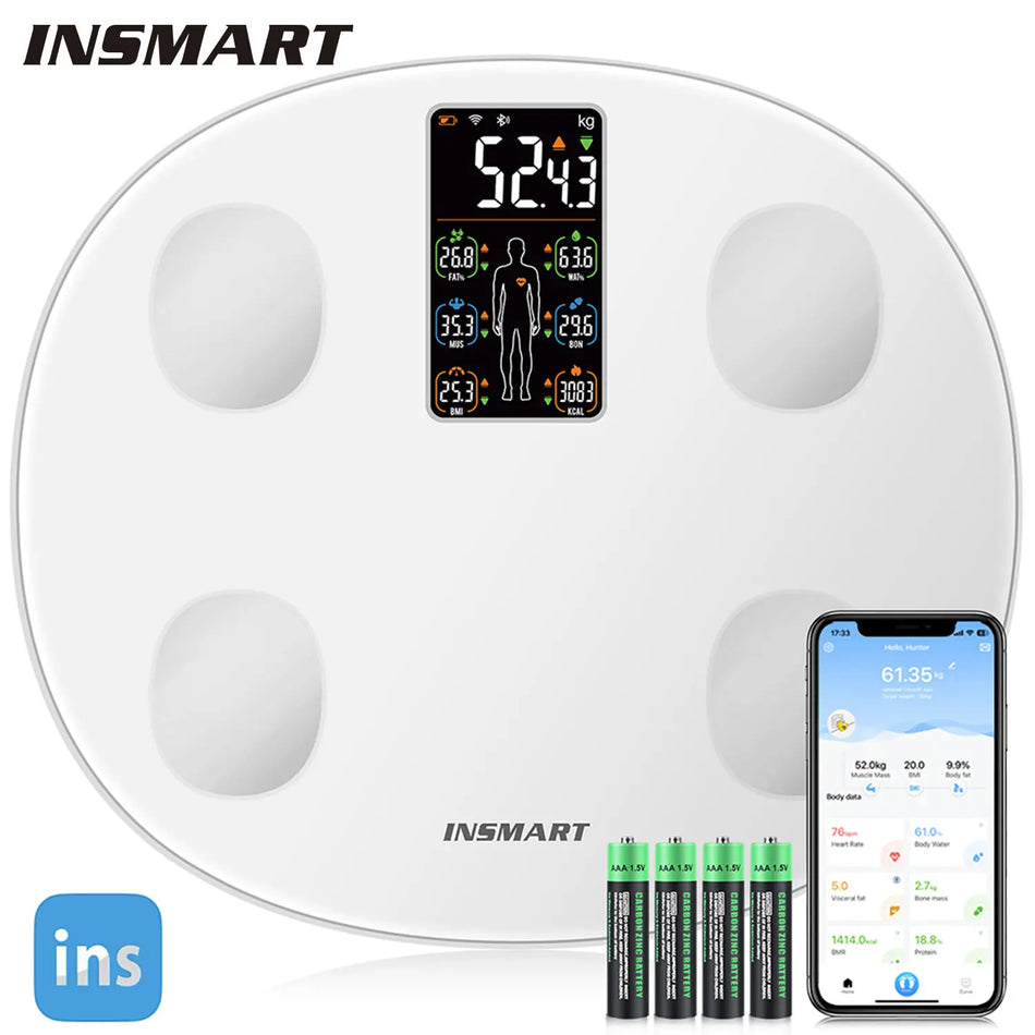 INSMART Digital Body Weight Scale with Screen for Body Fat Scale BMI Bluetooth Bathroom Scales Balance Smart Scales