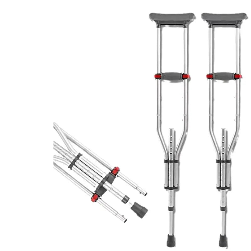 Aluminum Alloy Detachable Foldable Underarm Crutches Armpit Crutch Elderly Disabled Walking Stick Mobility Aid Walking Crutches