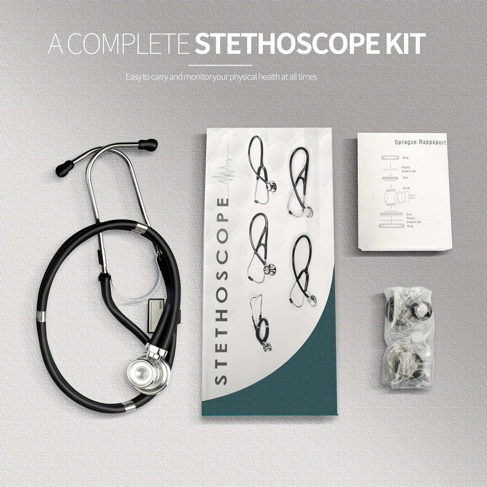 1pc Premium FDA Fetal Heart Stethoscope Kit, Double Tube, Double Head Design, Light Weight, Multi-function, Convenient And Portable, Includes Ear Tips, Perfect For Home And Medical Use, Hospital Doctors, Nurses, Adults, Students, Children Stethoscope