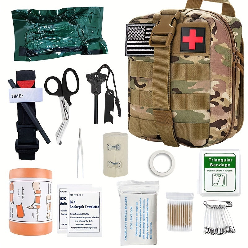 125Pcs Emergency Trauma Survival First Aid Kit: Tourniquet Bandage Outdoor Gear Emergency Supplies Kits For Camping, BoatingHunting, Hiking, Home, Car, Earthquakes, Adventures