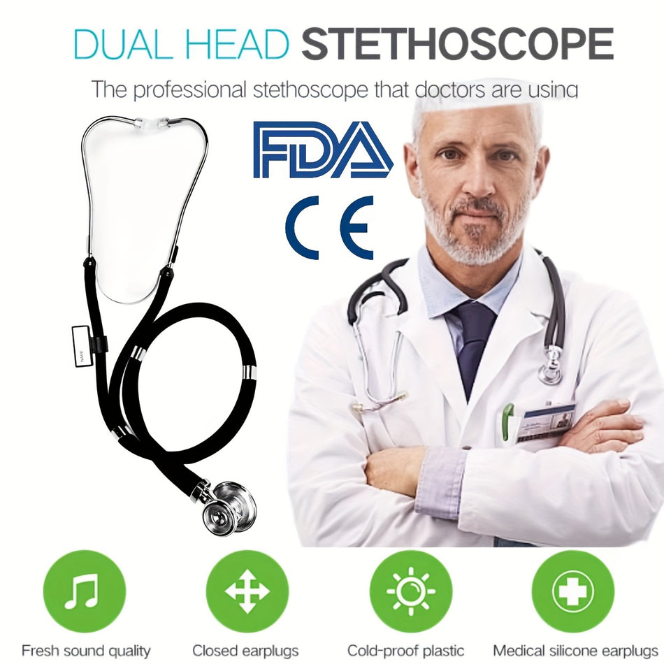 1pc Premium FDA Fetal Heart Stethoscope Kit, Double Tube, Double Head Design, Light Weight, Multi-function, Convenient And Portable, Includes Ear Tips, Perfect For Home And Medical Use, Hospital Doctors, Nurses, Adults, Students, Children Stethoscope